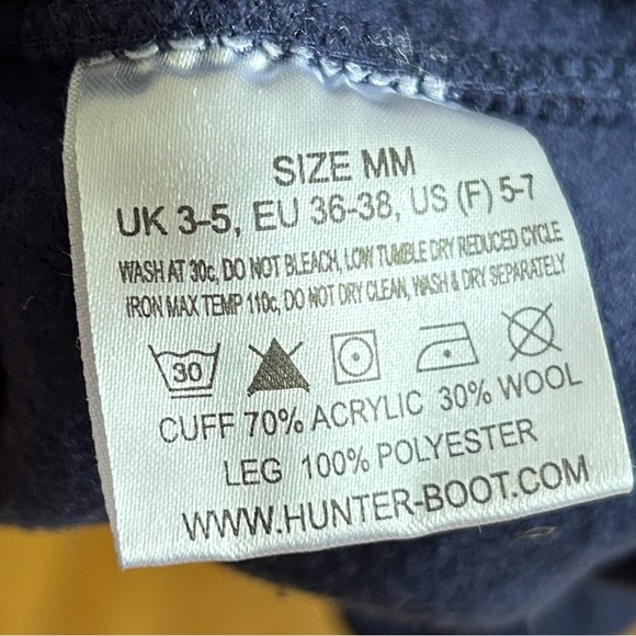 HUNTER TALL BOOT SOCKS Navy Blue Fleece Cable Knit Cuff Women's Size M 5-7 - Picture 4 of 6